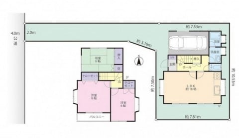 敷地面積：113.24㎡（34.25坪）建物面積：80.00㎡（24.20坪）